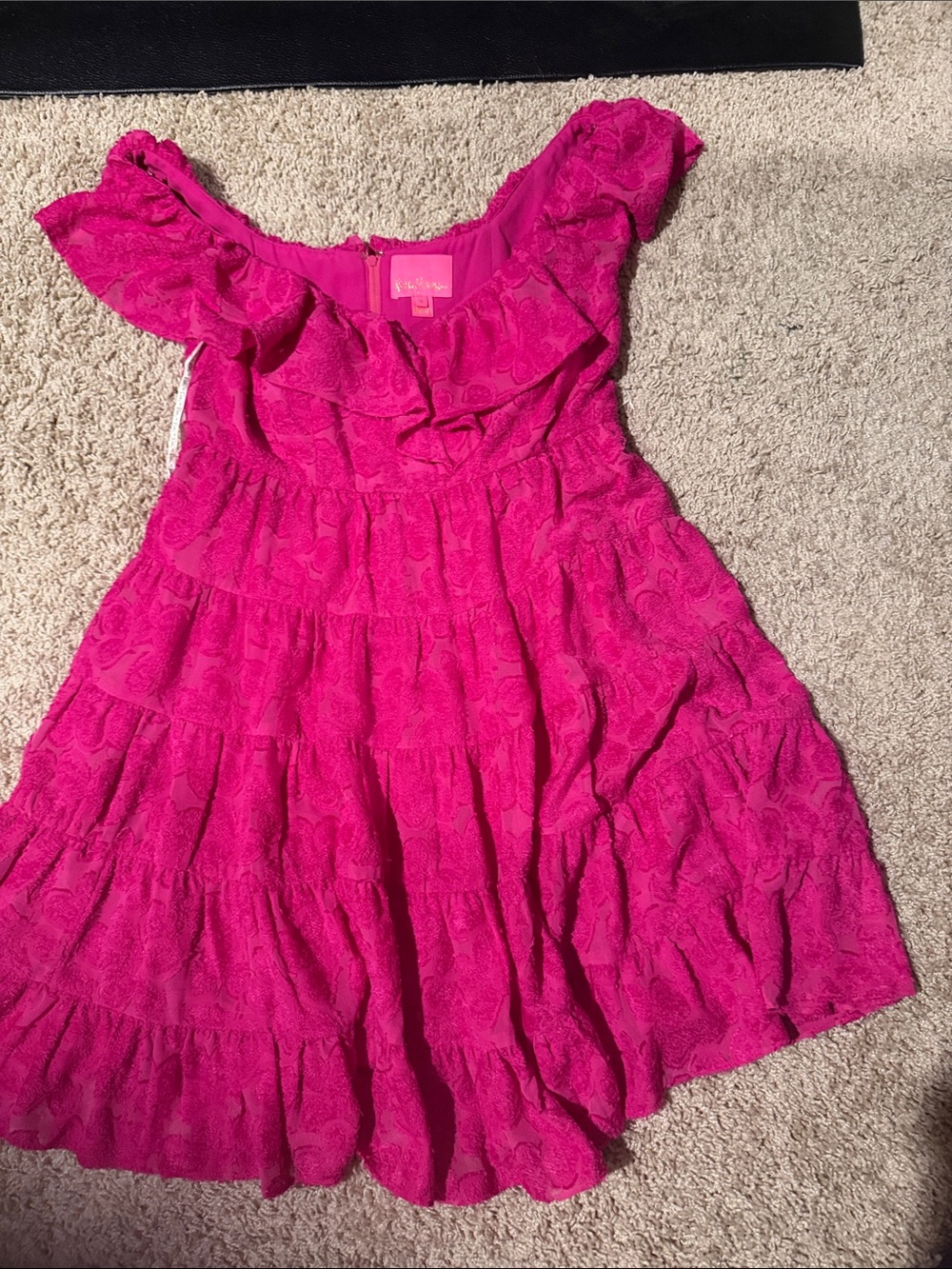 Lilly Pulitzer Hot Pink Ruffled Tiered Dress